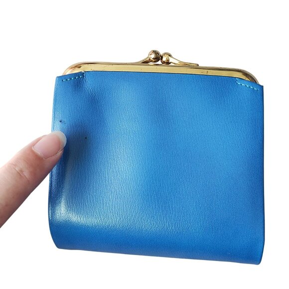 Vintage Princess Gardner Blue Gold Floral Needlepoint French Leather Wallet - Picture 3 of 10